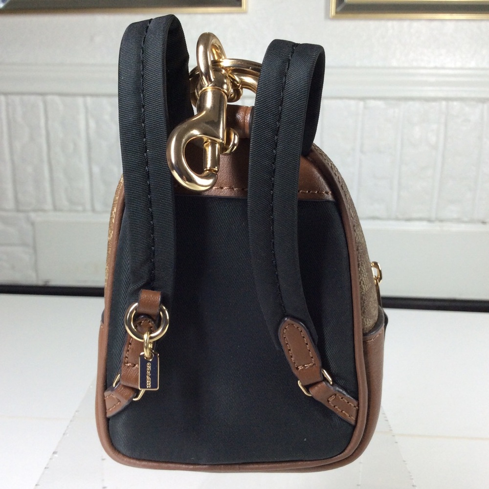 Coach Mini Court Backpack Keychain Bag Charm - CX066 Brown Canvas/Leather - Picture 3 of 9